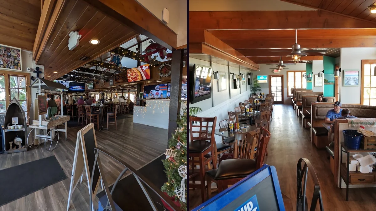 American bar and grill interior with casual seating.